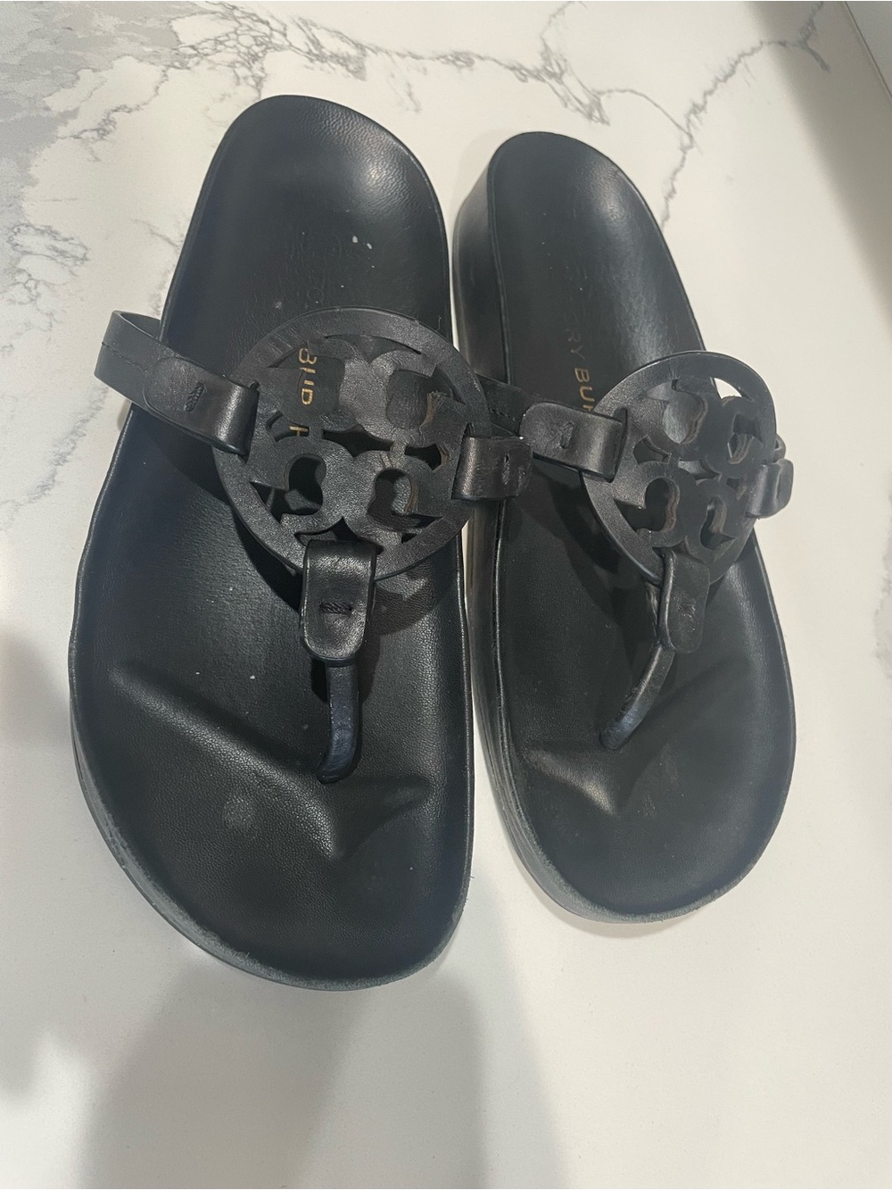 Tory Burch Black Cloud Miller Thong Sandals - Picture 2 of 10
